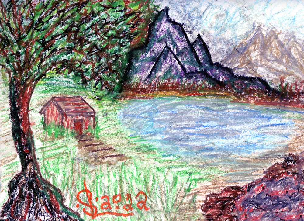 Pastel Sketch - Rustic Cabin